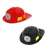 Kids Safety Helmet Pretend Role Play Hat Dress Up Fireman Costume Accessory (Red + Black)