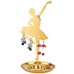 FINGERINSPIRE Dancer Shape Earring Display Stands Metal 21.5cm High Golden 6 holes Earring Display Holder Jewelry Storage Tray for Long Earrings Ear Studs Rings Jewelry Tower for Retail Trade Show