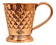 INDIAN ART VILLA Pure Copper Bucket Shaped Diamond Hammered Design Moscow Mule Beer Mug Cup, Best for Beer Cocktail Parties, Barware, Volume-450ML