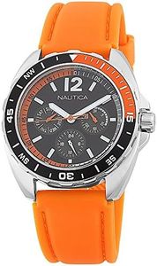 Nautica Orologio da uomo in resina al quarzo, Arancione/Nero Set, Cronografo