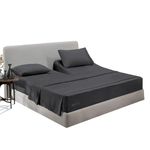 36 Inch Top Split King Flex Head Sheet Set for Sleep Number Beds -600 Thread Count Egyptian Cotton Sheet Set Dark Gray Solid fits 18 inch Deep Mattress 1 Fitted Sheet 1 Flat/Top Sheet 2 Pillowcase