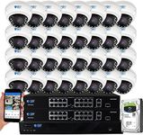 GW Security 32 Channel 4K NVR 8MP AI Human & Vehicle Detection Security Camera System with 32 UHD 4K 2160P Microphone PoE Outdoor/Indoor Weatherproof IP Security Dome Cameras