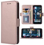 Phone Case for Google Pixel 2 XL Folio Flip Wallet Case,PU Leather Credit Card Holder Slots Full Body Protection Kickstand Protective Phone Cover for Pixle 2 XL Pixel2XL Pixel2 LX Cases Men Rose Gold