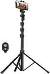 TARION Cell Phone Tripod Stand with Phone Holder - 51"/131cm Extendable Selfie Tripod for iPhone with Remote Control Lightweight Phone Stand for Recording Compatible with Cellphone Camera TPP-Lite