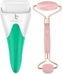 Beauty by Earth Ice & Rose Quartz Roller for Face - Face Massager Skin Care Tools with Small Eye Roller for Puffy Eyes