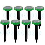 Solar Mole Repellent Ultrasonic 8 Pack, Safe Solution for Mole Control, Vole Mole Deterrent for Gardens Lawns