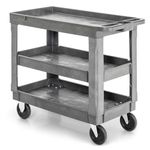 IRONMAX Utility Cart with Wheels, 3-Tier Heavy Duty Rolling Tool Cart Supports Up to 550 LBS, Large 3-Shelf Service Push Cart for Cleaning, Warehouse, Garage, Office, Kitchen