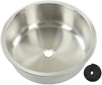 RV Sink, RV Bathroom Sink, Stainless Steel RV Round Sink Wash Basin Stainless Steel 400x400x160mm Large Capacity Stainless Steel Kitchen Sink for RV, Camper, Boat, Kitchen