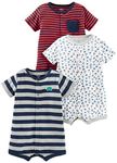 Simple Joys by Carter's Baby Boys' 3-Pack Snap-up Rompers, Red Stripe/White Sailboats/Navy Stripe, 0-3 Months