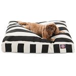 Majestic Pet Stripes Rectangle Small Dog Bed Washable – Non Slip Comfy Pet Bed – Dog Crate Bed with Removable Washable Cover – Dog Kennel Bed for Sleeping, Polyester Fiber, Medium, Black