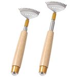 2Pcs Back Scratchers, Azymi Metal Back Scratcher for Women Men Kids, Wooden Handle/Massage Ball/Wide Claw, Manual Scratcher Massagers Tool Extend Up to 20 & 24 (Inches)