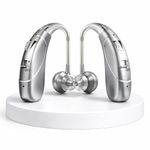 HP Sound Plus Rechargeable Digital BTE Hearing Aid for Old Age with Type-C Charging for Severe to Profound Hearing Loss – Volume Control | Noise Reduction | Comfort Fit for Adults & Seniors (6 Month Warranty) (Silver, For Both Ear)