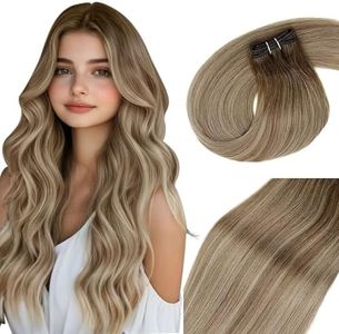 Vivien Naturel Extension Cheveux Naturel Tissage Brun 45cm Extension Tissage Cheveux Naturel Blond Reel Cheveux Humains Sew in Hair #3/8/24 Brun Foncé Foncé à Brun Clair et Blond 100g