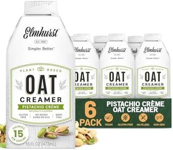 Elmhurst 1925 Pistachio Crème Oat Creamer - 16 Ounce (Pack of 6) Dairy-Free, Vegan, Kosher, Low Sugar, Shelf Stable Creamer Made with Oat Grains & Pistachios for Simpler Plant Based Alternatives