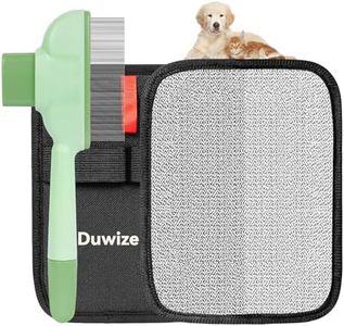 Duwize Flea Comb for Cats & Dogs – Removes Loose Hair, Tangles, Fleas & Dander, with Free Electrostatic Pet Hair Removal Glove for Clothes, Furniture, Carpets & Bedding