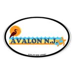 CafePress Avalon NJ Beach Design Oval Bumper Sticker Car Decal