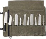 YWYHHM Chefs Knife Roll Bag,12OZ Waxed Canvas Knife Bag,11 Slots Chef Knife Bag,Knife Case Storage Tote,Tool Roll Cutlery Tool Case for Camping Hiking, Gifts for Men Dad Father (Army Green)