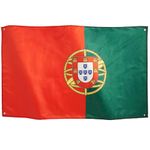 Runesol Portugal National Flag 3x5, 91x152cm, Bandeira de Portugal 4 Grommets, Brass Eyelet in Every Corner, Republic Day, Portuguese Banner, Football Flag, Premium Flags, Waterproof Inside, Outside