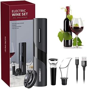 Sacacorchos Eléctrico, USB Recargable Automático Abridor de Botellas de Vino con Cortador de Papel, Vertedor, Tapón de Vacío, Profesional Abrelatas de Vino Set para Fiestas, cenas y Bodas