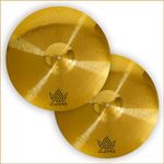 hi hat cymbals pair, 14 inch high hat cymbals set (2 pieces, Gold)