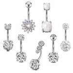 VCMART Belly Button Ring Belly Button Piercing Surgical Steel Belly Rings 14G Belly Button Rings Belly Navel Rings Piercing Jewelry, Metal, stainless-steel