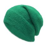 ZLYC Women Winter Ribbed Knit Beanie Hat Slouchy Stretch Skull Cap(Plain Green)