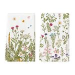 Artoid Mode Wildflower Floral Kitchen Towels Dish Towels, 18x26 Inch Leaves Holiday Decoration Hand Towels Set of 2