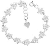 7/16 inch wideSterling Silver Hibiscus Flower Charm Bracelet for Women 11mm fits 7-8 inch wrists