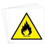 dealzEpic - Flammable Symbol Sticker Safety Warning Sign - Self Adhesive Peel and Stick Vinyl Decal - 3.94x3.94 inches | Pack of 4 Pcs