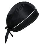 PAROPKAR Cooling Helmet Liner - Do Rag/Dew Rag Skull Cap Beanie for Men - Pirate Hat Bandana & Motorcycle Head Wrap (Black)