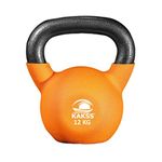 Kakss Solid Cast Iron Neoprene Kettlebell Weight 12 Kg PROUDLY MADE IN INDIA (12KG_NEOPRENE_ORANGE)