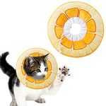 Soft Cat Recovery Collar, Comfy Head Wound Healing Protective Collar for Cat Recovery After Surgery, Adjustable Cute Neck Cone for Cats, Kitten and Puppies(Orange S)