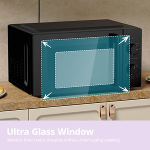 COMFEE' 20L Compact Microwave, 700W Black – Manual, Inverter, Quick Defrost