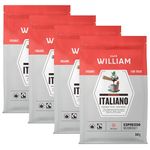 William Coffee | ITALIANO ESPRESSO Ground Medium Roast | Specialty Grade, Organic Coffee, Certified Fair Trade, Kosher, Sustainably Roasted in Canada – 340 g (12oz) resealable bag (pack of 4)