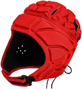 ZENFUN Rugby Helmet, Soft Padded Headguards Shell, Red Foam Cotton Protective Football Headgear, Scrum Cap for Youth, Adult, Large Size
