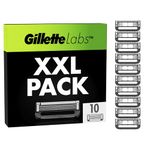 Gillette Labs Men's Razor Blades, Heated Razor Blades with Exfoliating Bar, 10 Refills
