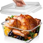 28 Cup/ 220 oz LARGE Glass Food Storage Container with Locking Lid. Ideal for Storing food, Vegetables or Fruits. Baking Casserole, Lasagna, Baking, Roasting chicken & lot of other tasty Food BPA Free