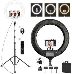 Ekasoco 21 Zoll Ringlicht mit Stativ Handy Groß CRI 95+, Ring Light 7000LM, Ringleuchte mit Stativ, DSLR Stativkopf für YouTube, TikTok, Streaming, Make-up, Vlog, Videofotografie, Zoom-Meeting