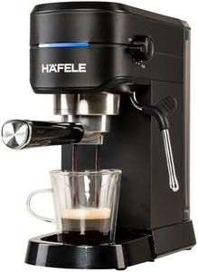Hafele U-Kaffee Espresso Coffee Machine, 15-Bar Pressure, Removable Water Tank (1L), Single/Double Espresso, Cappuccino & Latte, Adjustable Milk Frother, Thermoblock Technology, 1450 W