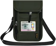 HOTEMIA Neck Wallet for Travel,Passport Holder Neck Pouch for Men Women with Adjustable Neck Strap and RFID Blocking (Olive green)
