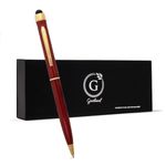 Garland Metal Pen & Stylus – Made in USA - 2-in-1 Dual-Function – Classic Color Pen for Digital Devices – Phones, Tablet, Any Touch Screen, Gift Box, Refillable with Universal #1 Refill - Red/Gold