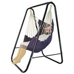 PIRNY Hammock Chair Stand,Include Large Hanging Indoor Swing,MAX Load 500 LBS, Heavy-Duty Steel Hammock Stand for Indoor Outdoor(Grey)