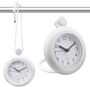 LVOERTUIG Analog Bathroom Clock, 4.72 in Compact Quartz Clock with Silent Movement, IP3 Rating, Hang or Stand, ABS Plastic, Requires 1 AA Battery, Not Included, White