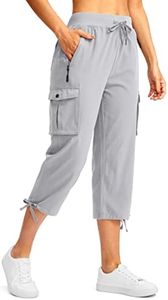 Soothfeel Women's Cargo Capris Pants with 6 Pockets Lightweight Quick Dry Travel Hiking Summer Pants for Women Casual (Bright Grey, S)