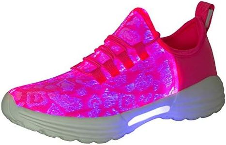 EliteShine Fiber Optic Light Up Flashing Shoes Fashion Party Sneaker, Pink, 6 Women/5 Men