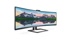 Philips 499P9H- 49 Inch Curved Dual QHD Monitor, 70Hz, 5ms, VA, WebCam, Speakers, USB-C Dock, KVM, Height Adjust (5120 x 1440, 450 cd/m², HDMI/DP 1.4/USB 3.1 / USB-C)