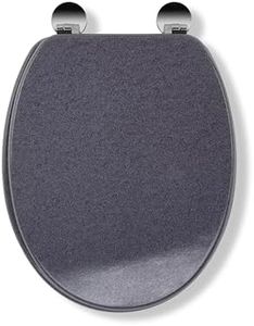 Croydex Dove Flexi-Fix Wooden Toilet Seat, Always Fits, Never Slips, Granite Effect, Top & Bottom Fix, Adjustable V Plate Hinges from 110-200mm, All Fixings Included, 45 x 37.5 x 6 cm