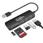 COMBO 5 in 1, 3 USB 2.0, 2-Port Card Reader, SD TF Data Transfer Upto 480Mbps for Smartphone, MacBook, Chromebook, DELL & Other Android Devices