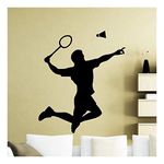 GADGETS WRAP Badminton Player Wall Decal Shuttlecock Wall Decoration Decal Sticker