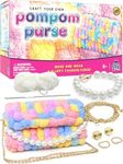 PURPLE LADYBUG Make Your Own Pom poms Purse Kit - Arts and Crafts for Kids Ages 6-8 Girls, Crafts for Girls Ages 6-8, Gifts for Girls 6 7 8 9 10 Year Old, Birthday Gifts, Christmas Gifts for Girls